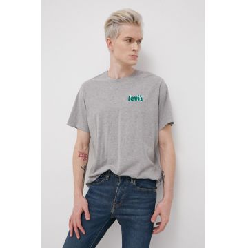 Levi's Tricou din bumbac culoarea gri, melanj