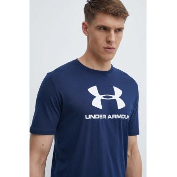 Under Armour tricou 1329590 culoarea albastru marin, cu imprimeu 1329590-100