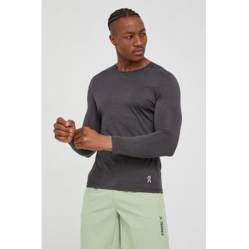 On-running longsleeve pentru alergare culoarea gri, melanj