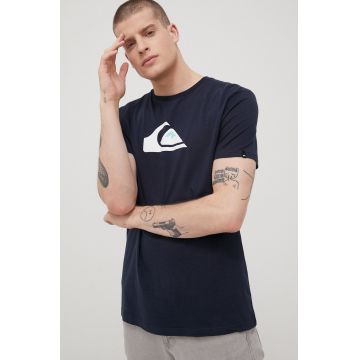 Quiksilver tricou din bumbac culoarea albastru marin, cu imprimeu