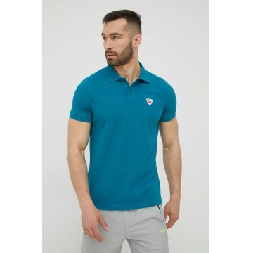 Rossignol polo de bumbac culoarea verde, neted