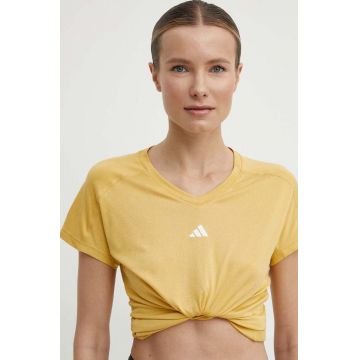 adidas Performance tricou de antrenament Training Essentials culoarea galben, IS3966