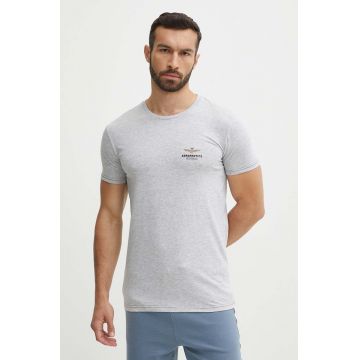 Aeronautica Militare tricou barbati, culoarea gri, cu imprimeu, AM1UTI003