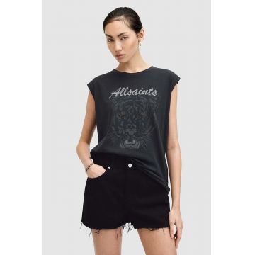 AllSaints tricou din bumbac HUNTER BROOKE TANK femei, culoarea negru, W084JA