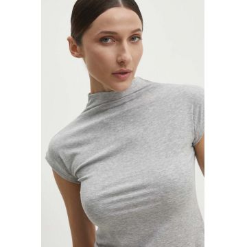 Answear Lab tricou femei, culoarea gri, cu turtleneck