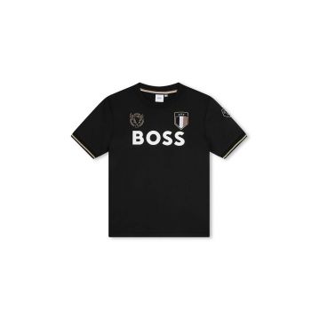 BOSS tricou copii culoarea negru, cu imprimeu, J50659