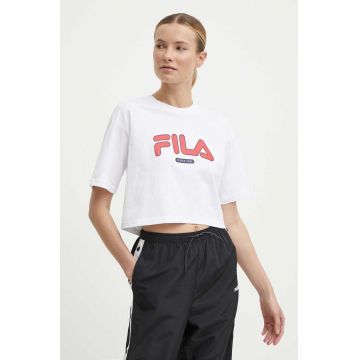 Fila tricou din bumbac Lucena femei, culoarea alb, FAW0757