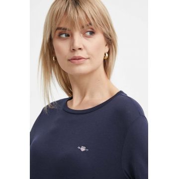 Gant longsleeve din bumbac culoarea albastru marin