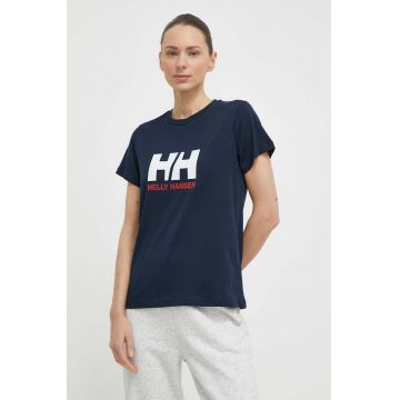 Helly Hansen tricou din bumbac femei, culoarea albastru marin