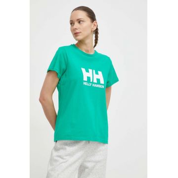 Helly Hansen tricou din bumbac femei, culoarea verde