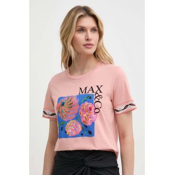 MAX&Co. tricou din bumbac femei, culoarea roz, 2416971024200 2416970000000