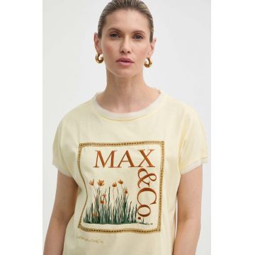 MAX&Co. tricou din bumbac x FATMA MOSTAFA femei, culoarea galben, 2416941018200 2416940000000