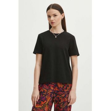 Medicine tricou din bumbac femei, culoarea negru