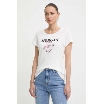 Morgan tricou DLOOKS femei, culoarea alb, DLOOKS