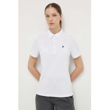 Peak Performance tricou polo femei, culoarea alb