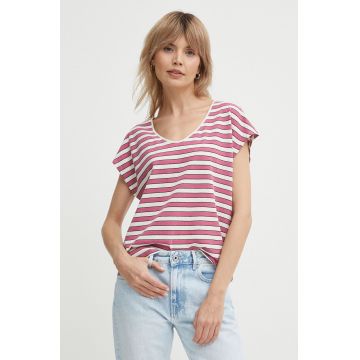 Pepe Jeans tricou din amestec de in KHLOE culoarea roz, PL505835