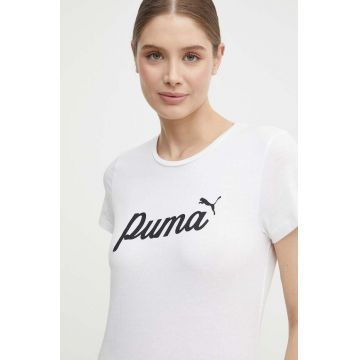 Puma tricou din bumbac femei, culoarea bej, 679315