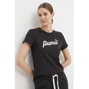 Puma tricou din bumbac femei, culoarea negru, 679315