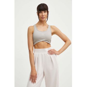 Reebok top de yoga Lux Studio Rib culoarea bej, 100076305