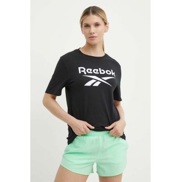 Reebok tricou din bumbac Identity femei, culoarea negru, 100034774