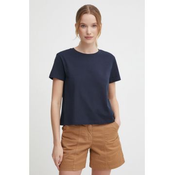 Sisley tricou din bumbac femei, culoarea albastru marin