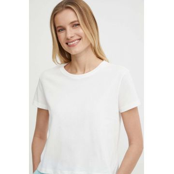 Sisley tricou din bumbac femei, culoarea bej