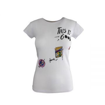 Tricou dama, Univers Fashion, alb, imprimeu 4, marime S-M