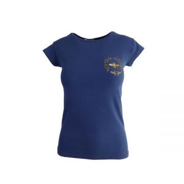 Tricou dama, Univers Fashion, albastru cu logo, marime S-M