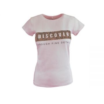 Tricou dama, Univers Fashion, roz, imprimeu 4, marime S-M