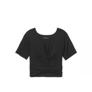 Tricou dama,Victoria's Secret,Twist-tie Crop Tee,Black,M