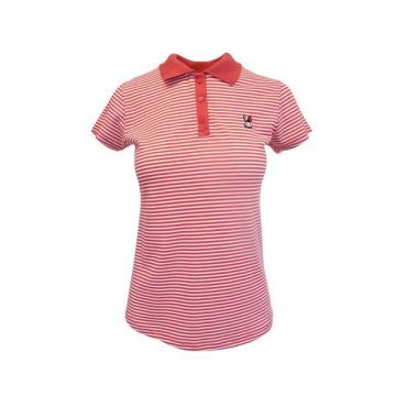 Tricou polo dama, Univers Fashion, alb cu dungi rosu, L