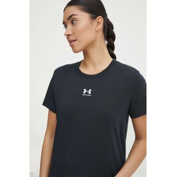 Under Armour tricou femei, culoarea negru