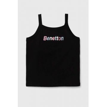 United Colors of Benetton top din bumbac pentru copii culoarea negru