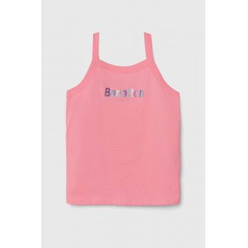 United Colors of Benetton top din bumbac pentru copii culoarea roz