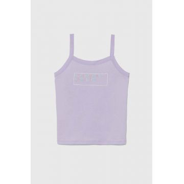 United Colors of Benetton top din bumbac pentru copii culoarea violet