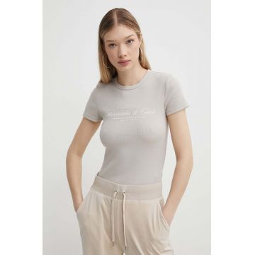 Abercrombie & Fitch tricou femei, culoarea bej