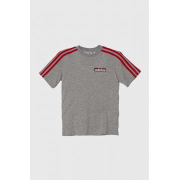 adidas Originals tricou de bumbac pentru copii culoarea gri, cu imprimeu