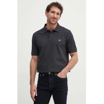 Gant polo de bumbac culoarea gri, neted