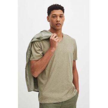 Medicine tricou din bumbac barbati, culoarea verde, neted