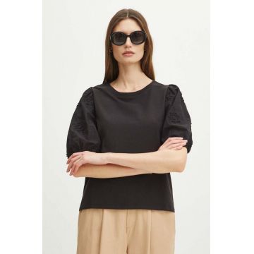 Medicine tricou din bumbac femei, culoarea negru