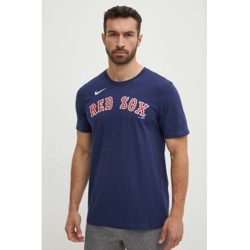 Nike tricou din bumbac Boston Red Sox barbati, culoarea albastru marin, cu imprimeu