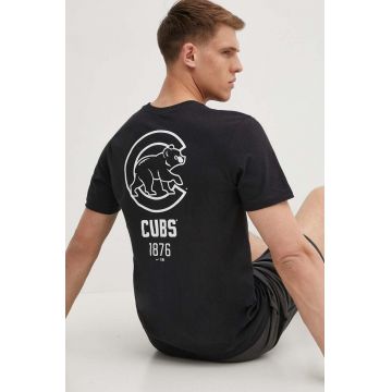 Nike tricou din bumbac Chicago Cubs barbati, culoarea negru, cu imprimeu