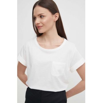 Sisley tricou din bumbac femei, culoarea bej