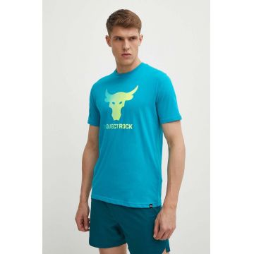 Under Armour tricou de antrenament Project Rock culoarea verde, cu imprimeu