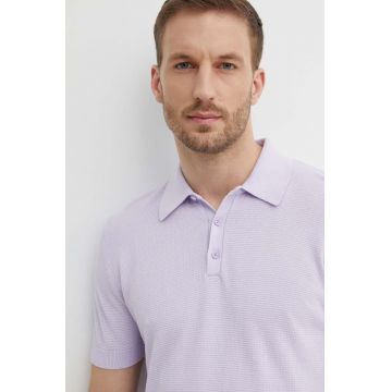 United Colors of Benetton polo de bumbac culoarea violet, neted