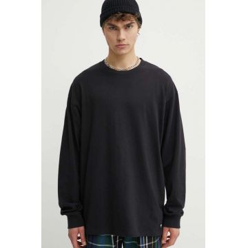 Vans longsleeve din bumbac culoarea negru, neted