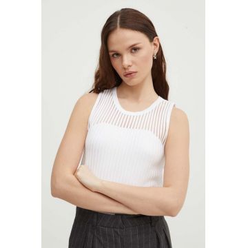 Dkny top femei, culoarea alb, P4DSAP69