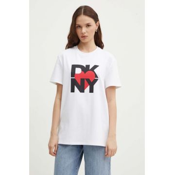 Dkny tricou HEART OF NY femei, culoarea alb, D2B4A143