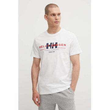 Helly Hansen tricou din bumbac culoarea alb, modelator