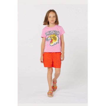 Kenzo Kids tricou de bumbac pentru copii culoarea roz